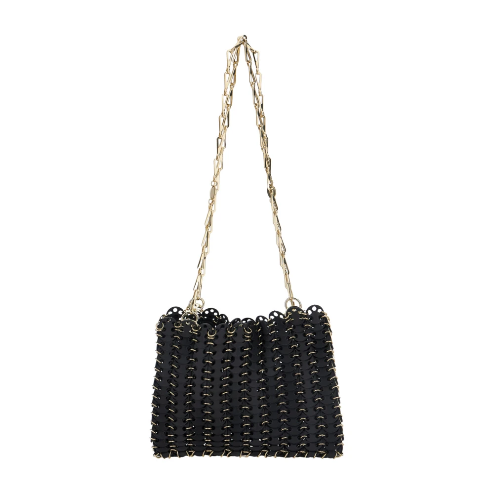 Paco Rabanne Zwarte schoudertas met kettingbandjes Black Dames