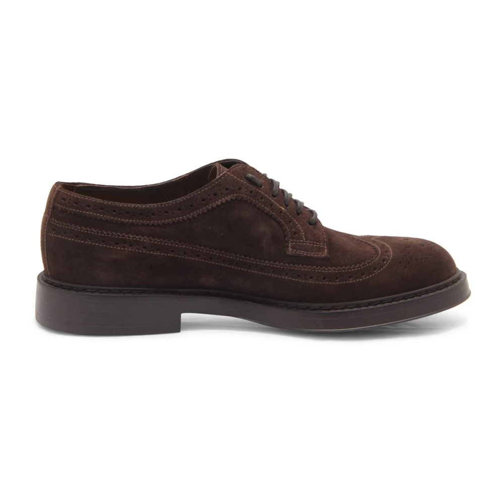 Doucal's Men's Brown Laced Shoes, 11 Uk, Suede Lace-Up Shoes, Made In Italy