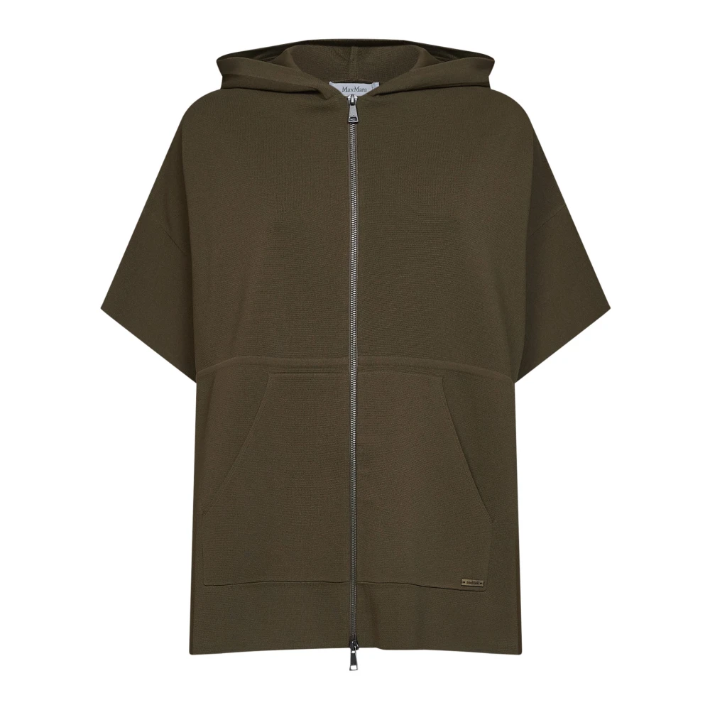 Max Mara Milano-Knit Zip Hoodie - Female - Zip-Throughs - Green - S - Sweatshirts & Hoodies