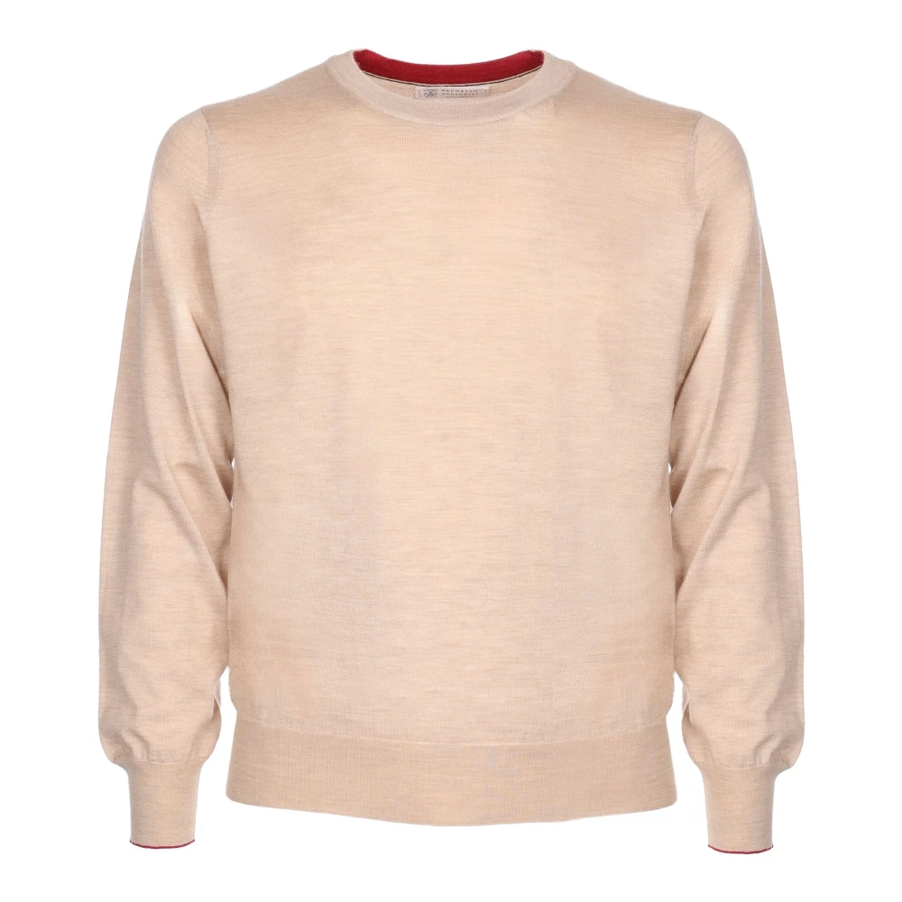 BRUNELLO CUCINELLI Beige Cashmere Silk Sweater Beige Heren