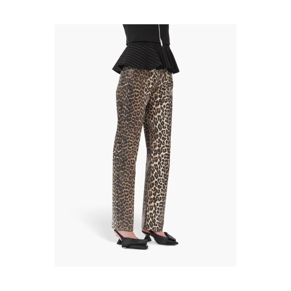 Ganni Luipaardprint Katoenmix Jeans Multicolor Dames