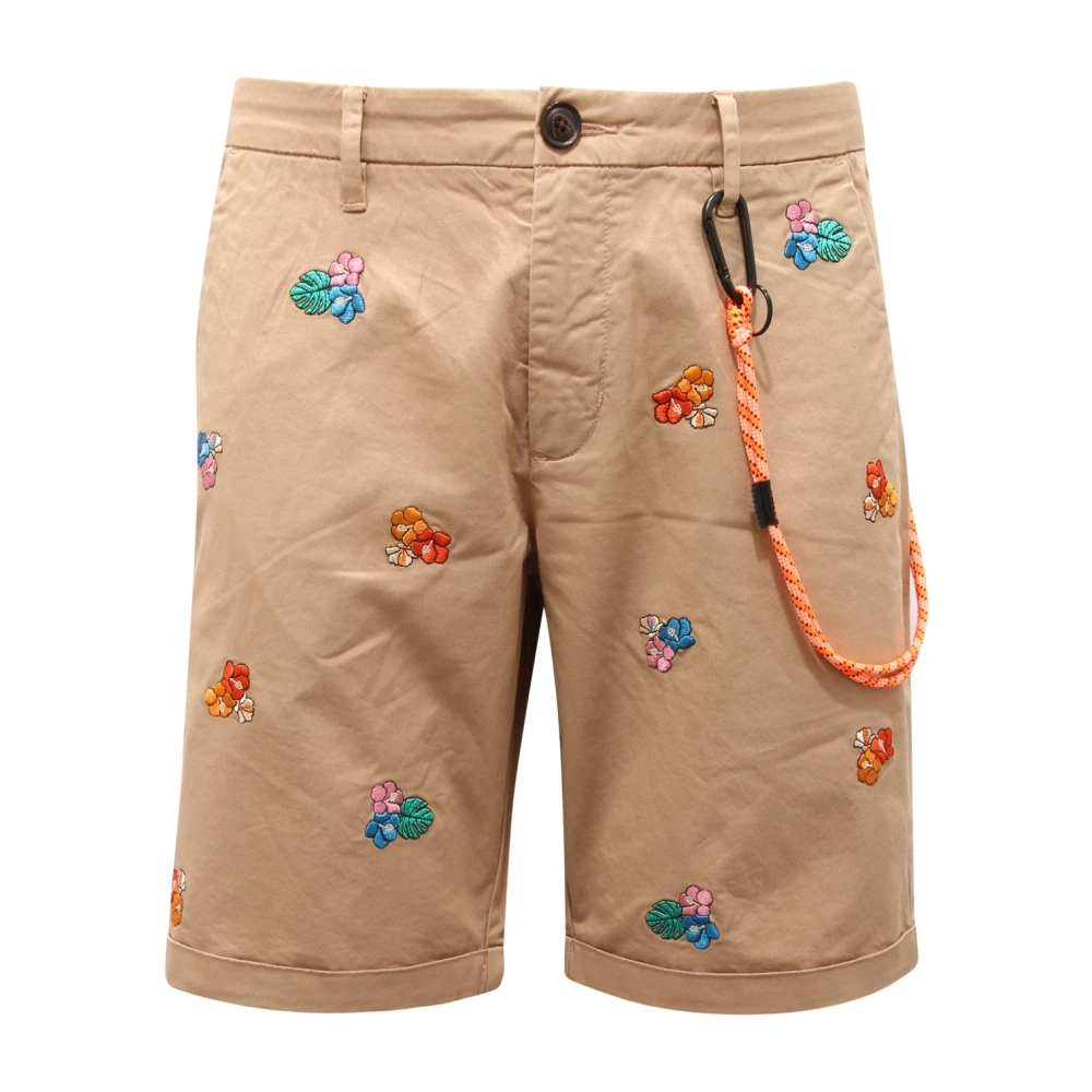 Sun68 Men's Beige Bermuda Chino Embroidery - Casual Shorts - W32 - Shorts