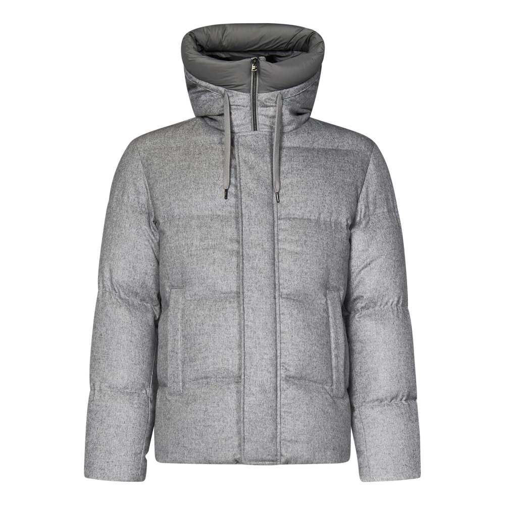 Herno Grijze Zijden Kasjmier Dons Winterjas Gray Heren