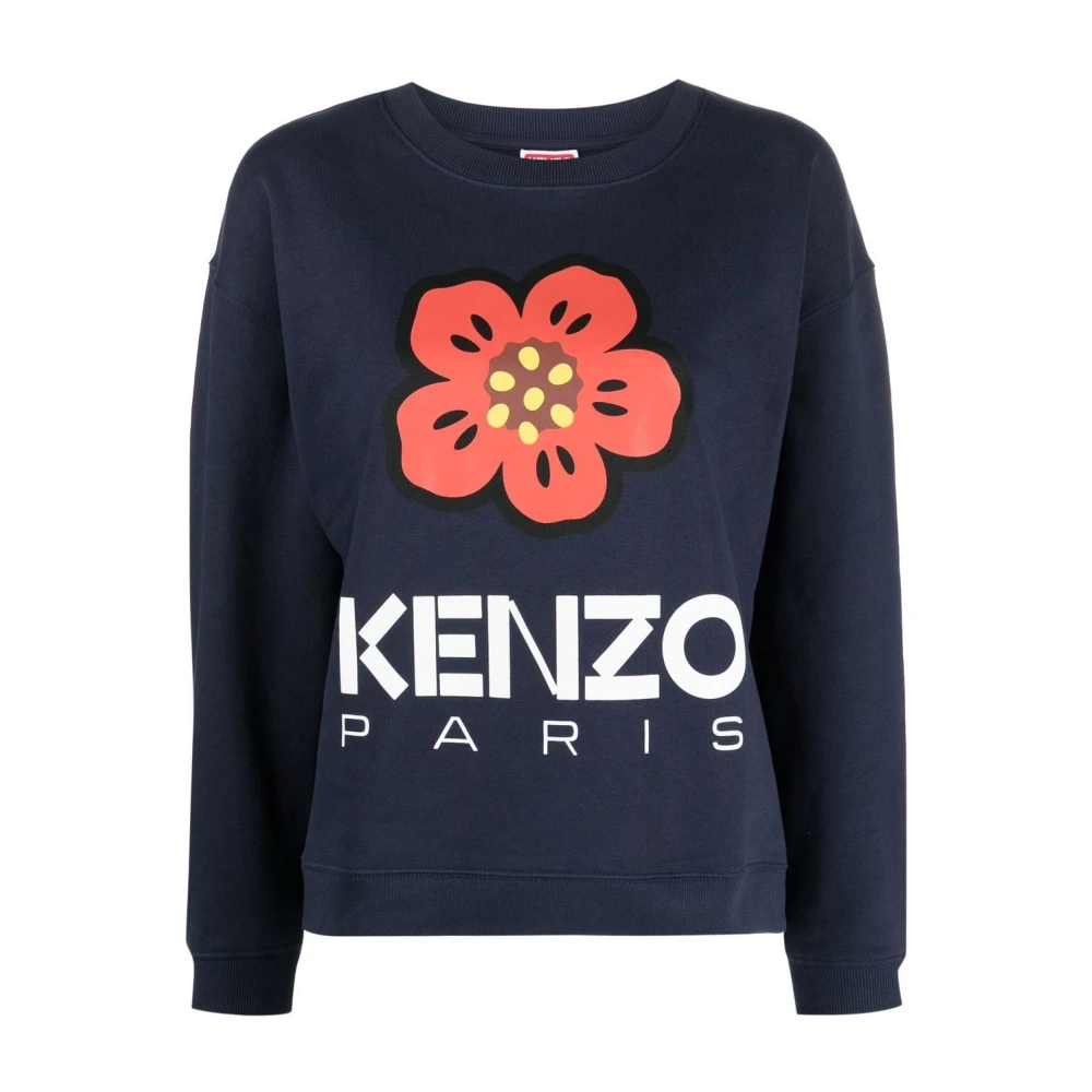 Kenzo Logo-Print Katoenen Trui Blue Dames
