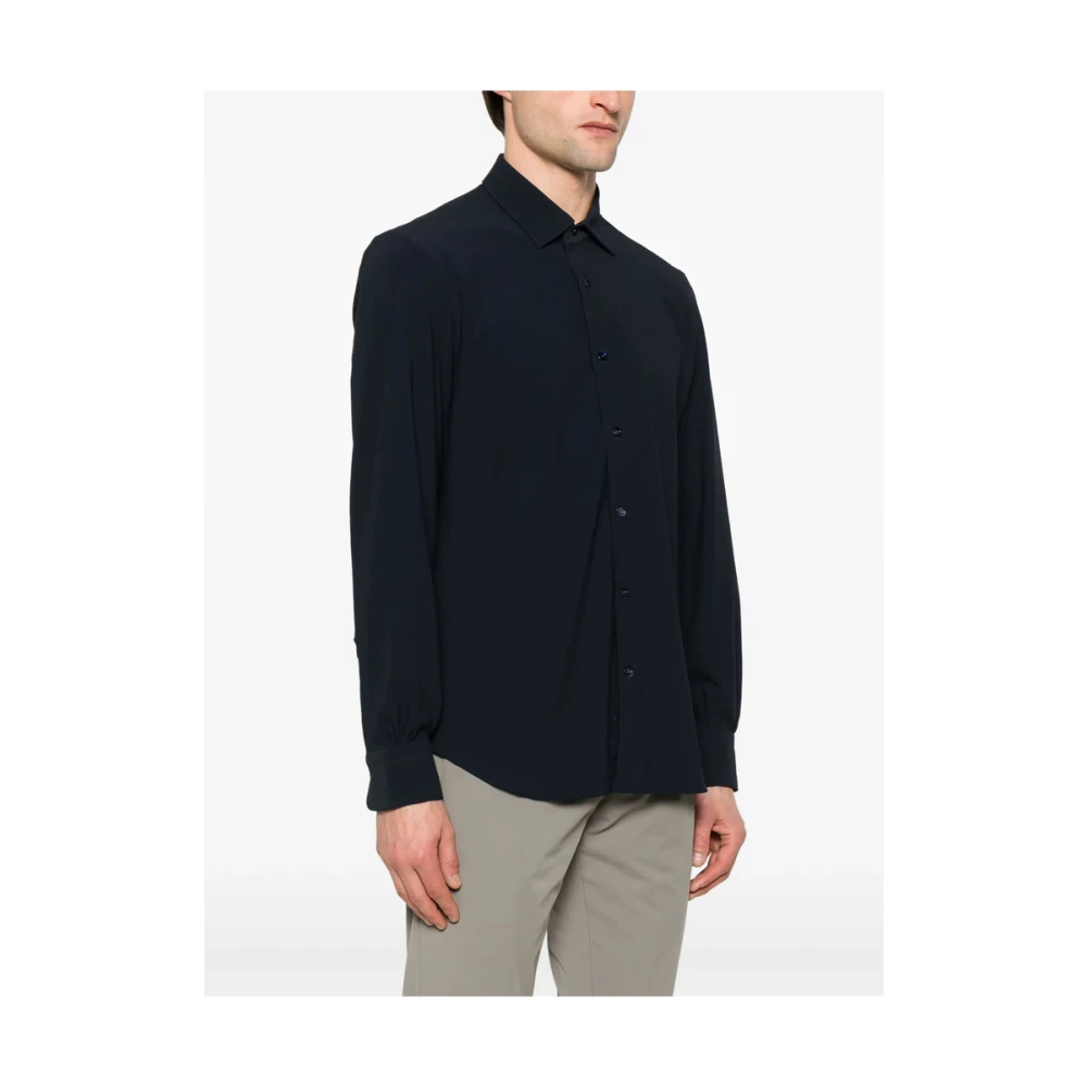 Mazzarelli Navy Blue Button-Up Shirt Blue Heren