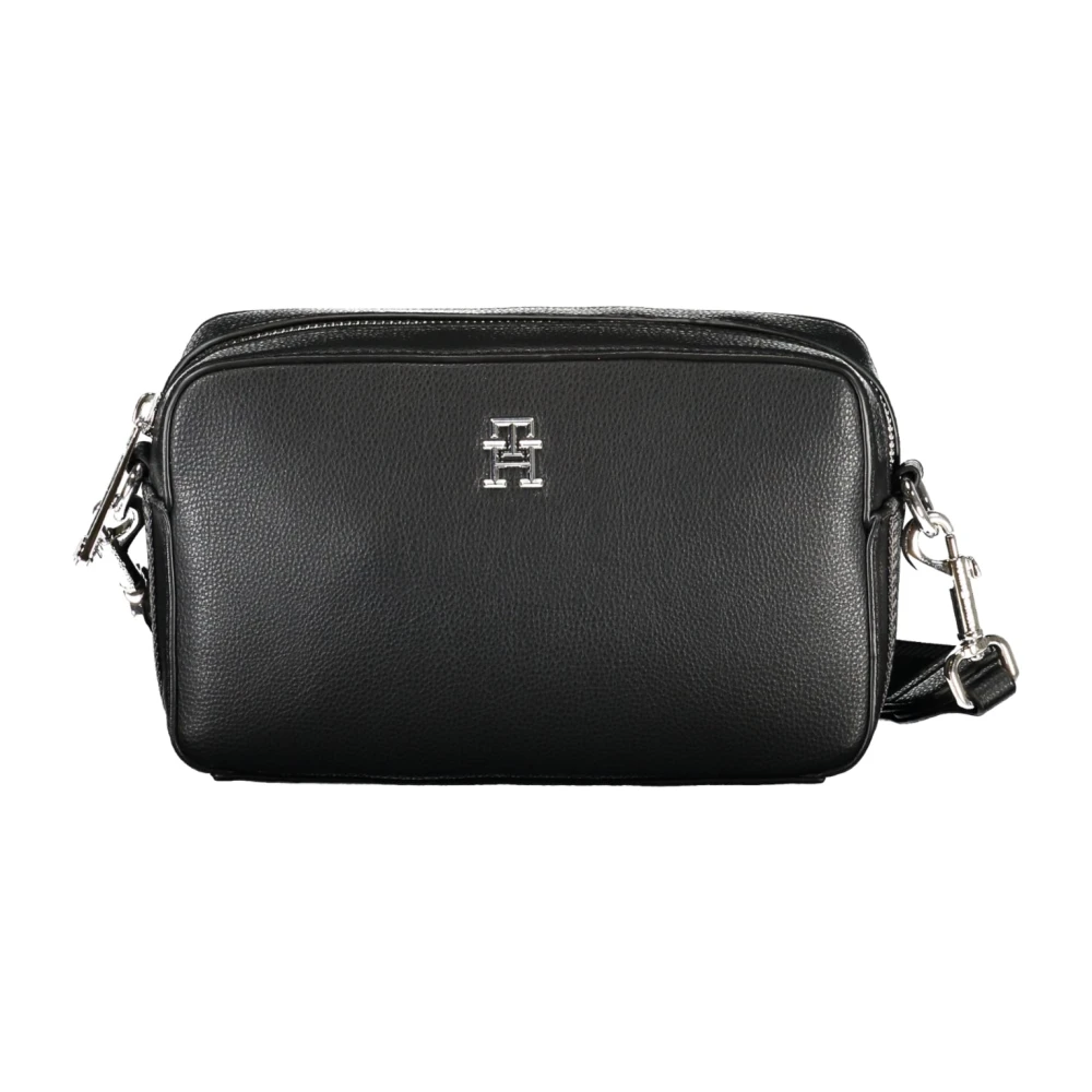 Tommy Hilfiger Zwarte Schoudertas met Ritssluiting Black Dames