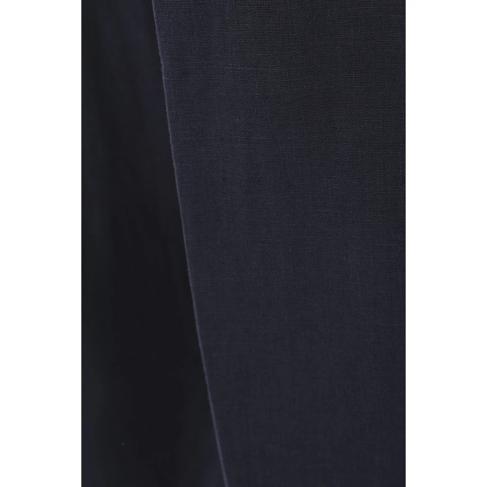 Caruso Blauwe Linnen Regular-Fit Broek Blue Heren