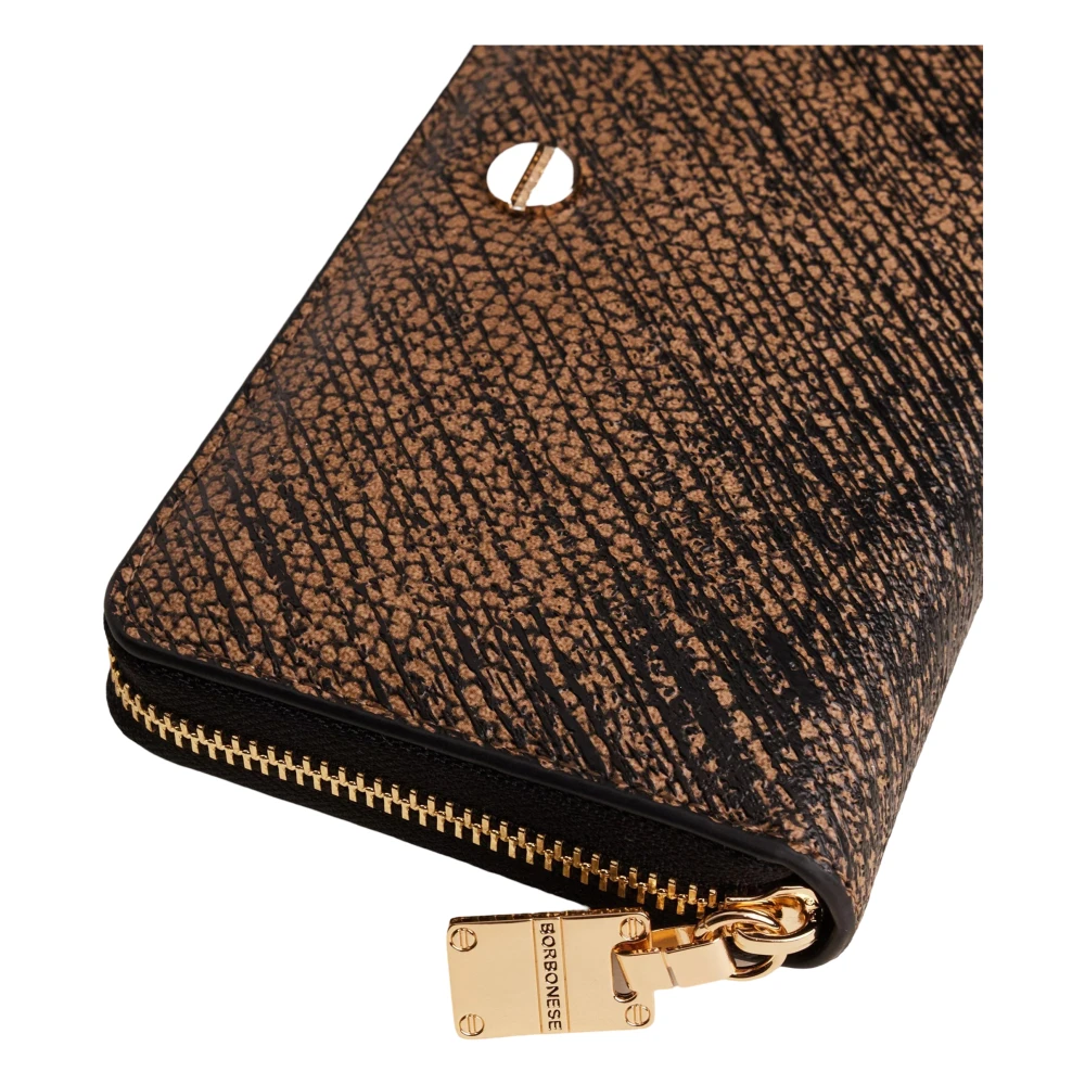 Borbonese Compact Leren Ritsportemonnee Brown Dames