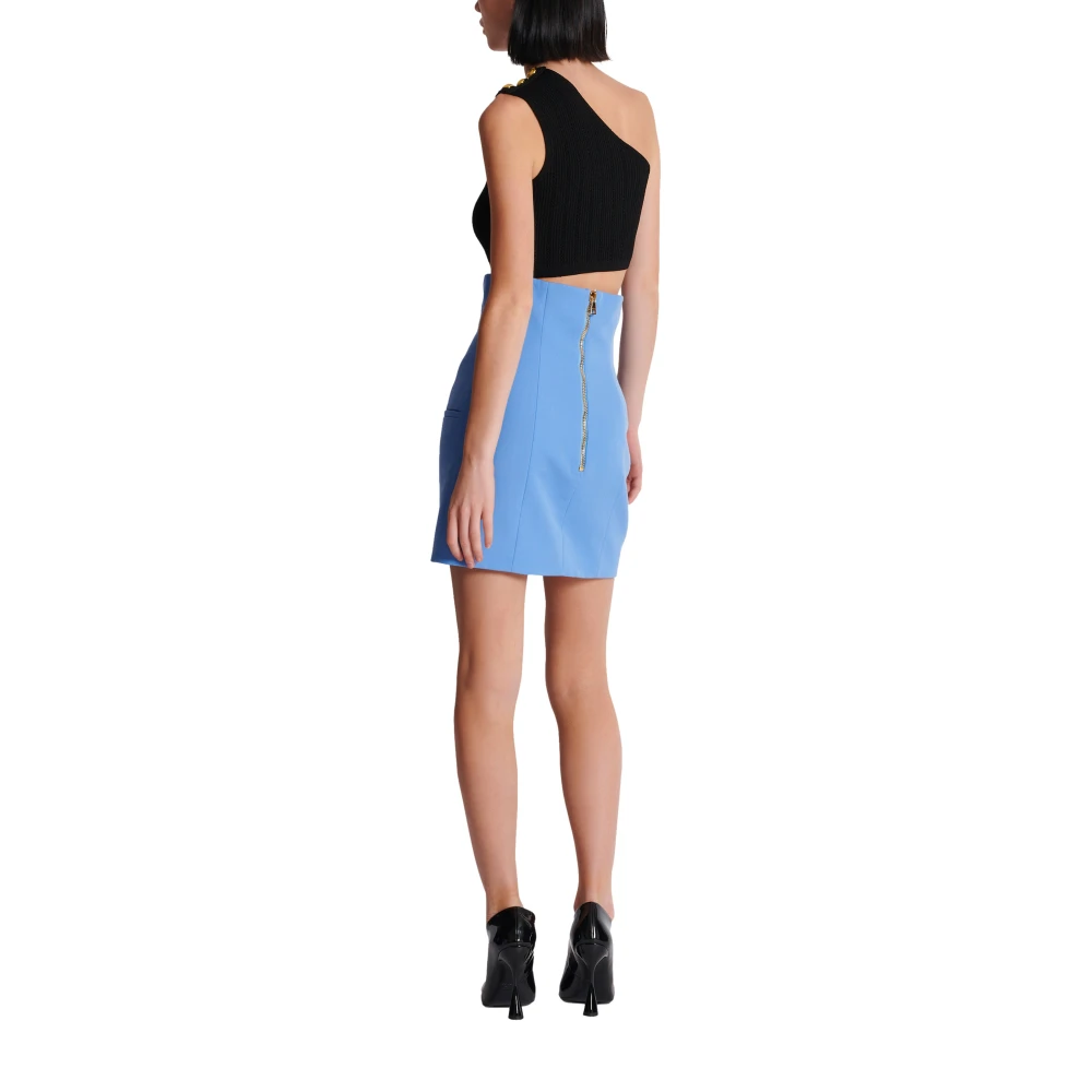 Balmain Tulpenrok met knopen Blue Dames
