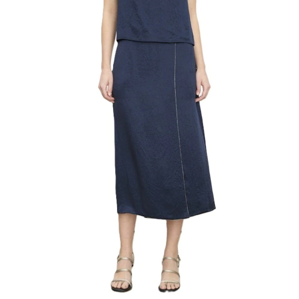 Vince Women's Blue Beaded Front Slit Skirt - Midi Skirts - S - Skirts