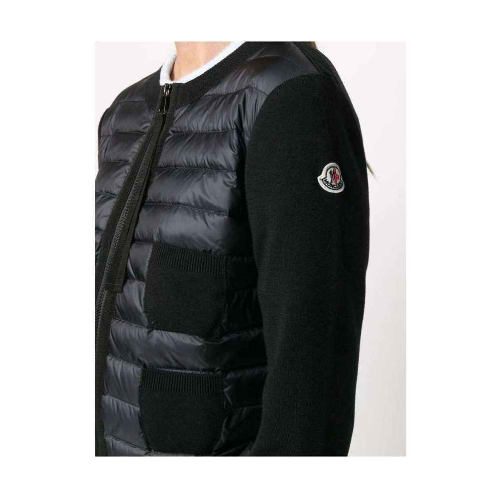 Moncler Zwarte Gewatteerde Vest met Logopatch Black Dames