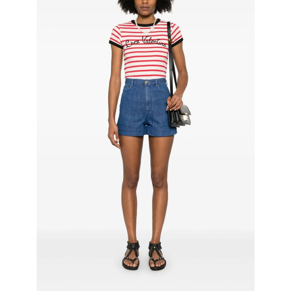 Valentino Geborduurde Logo T-shirts en Polos Beige Dames
