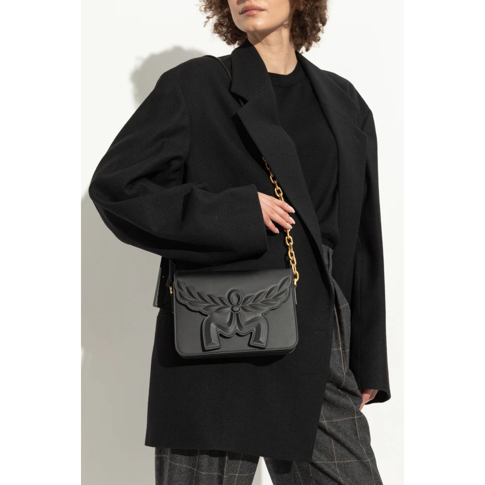 MCM Schoudertas met logo Black Dames