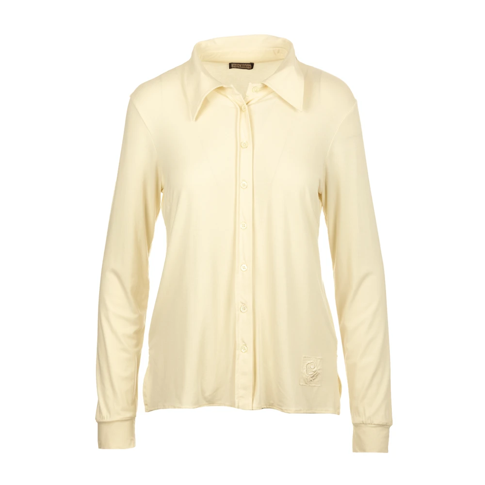 Maliparmi Geborduurd Jersey Slim-Fit Shirt Beige Dames
