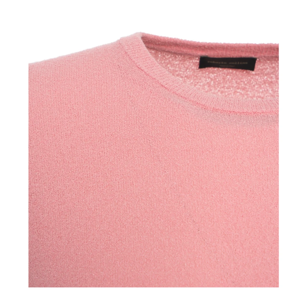 Roberto Collina Rose Gebreide Crewneck Trui Ss25 Pink Heren