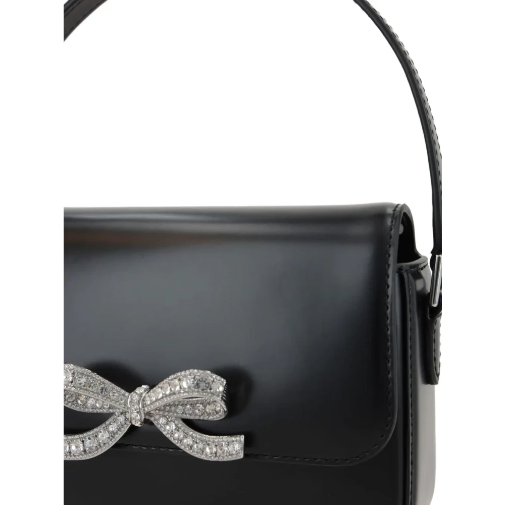 Self Portrait Zwarte leren tas met kristallen strik Black Dames