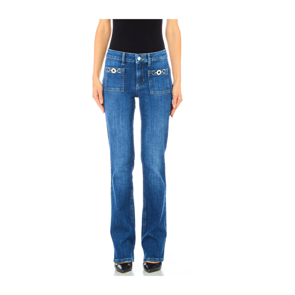 Liu Jo Blauwe Straight Fit Jeans Rits Sluiting Blue Dames