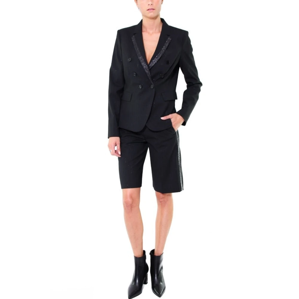 pinko Gestreepte Glitter Blazer Jas Zwart Black Dames