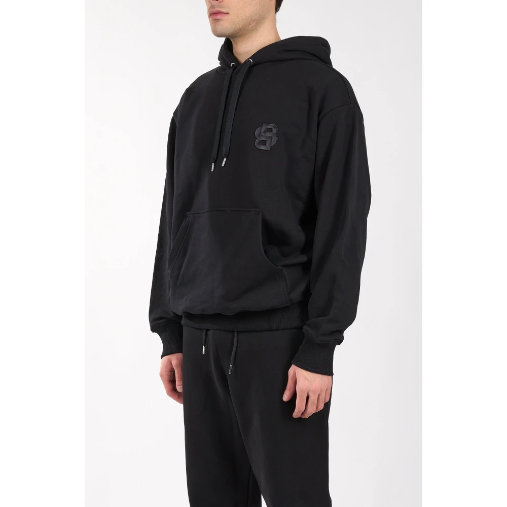 Hugo Boss Katoenen hoodie met geborduurd logo Black Heren