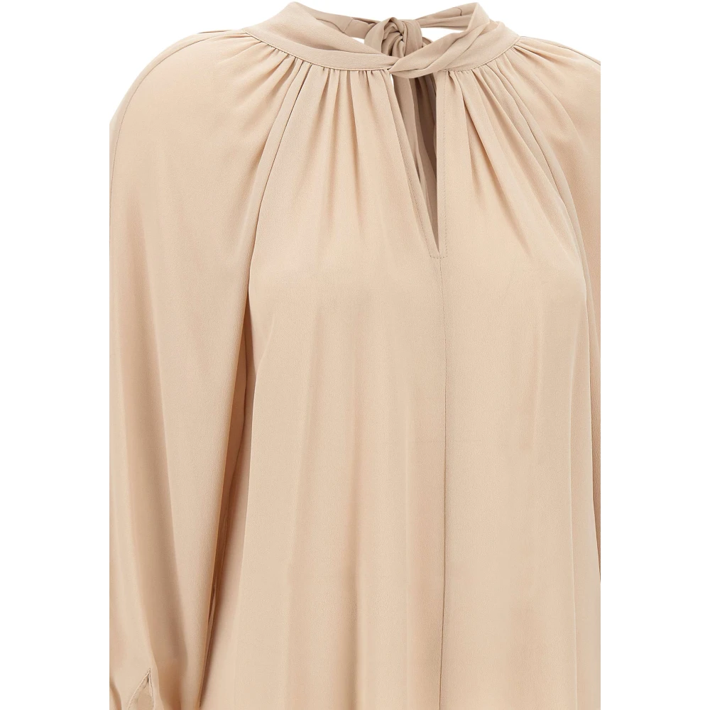 Kaos Vrouwelijke Naakt Rayon Shirt met Strik Beige Dames