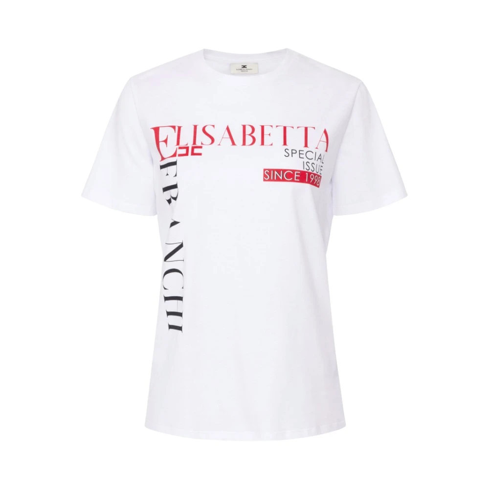 Elisabetta Franchi Letterprint Jersey T-shirt White Dames