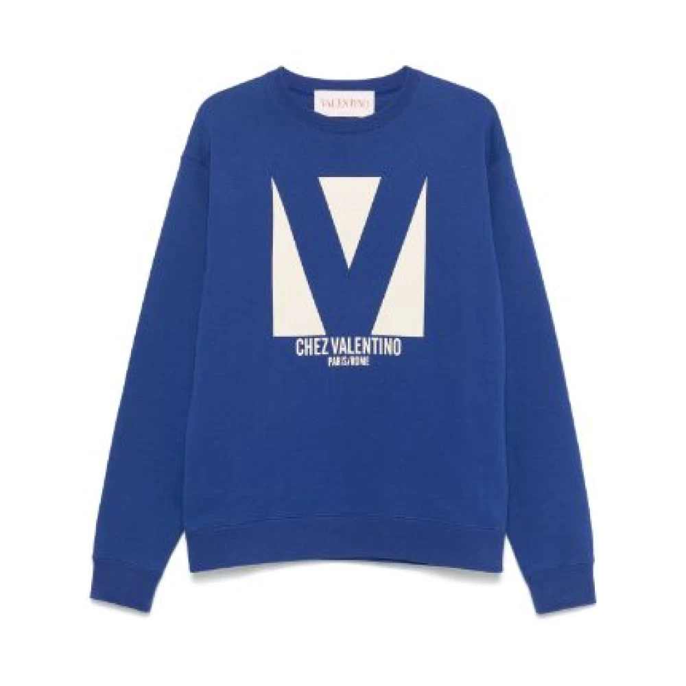 Valentino Blauwe Ronde Hals Sweater Blue Heren