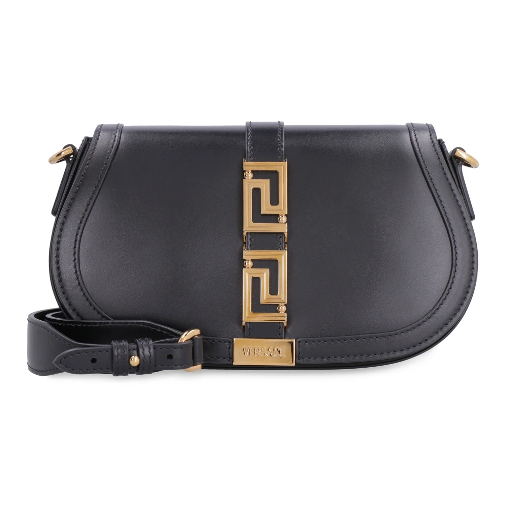 Versace Griekse Leren Crossbody Tas Black Dames