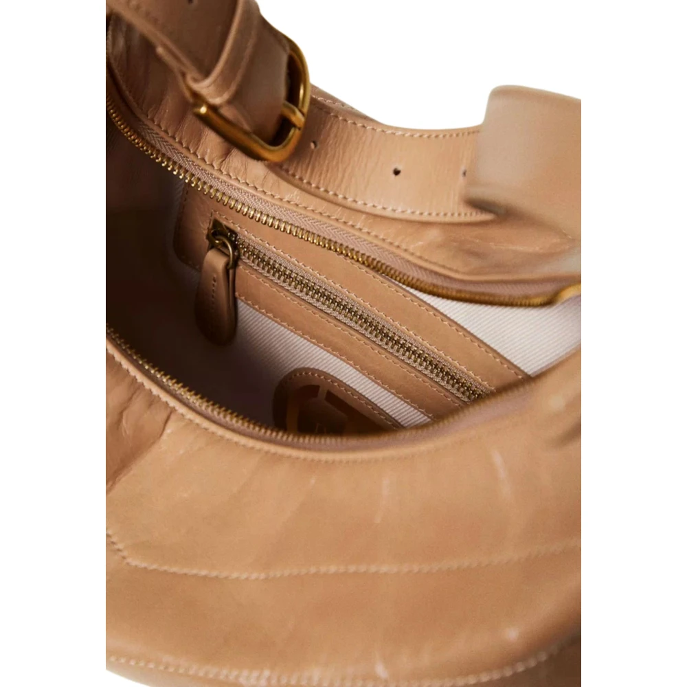 Twinset Gewatteerde leren hobo tas 'Madison' Beige Dames