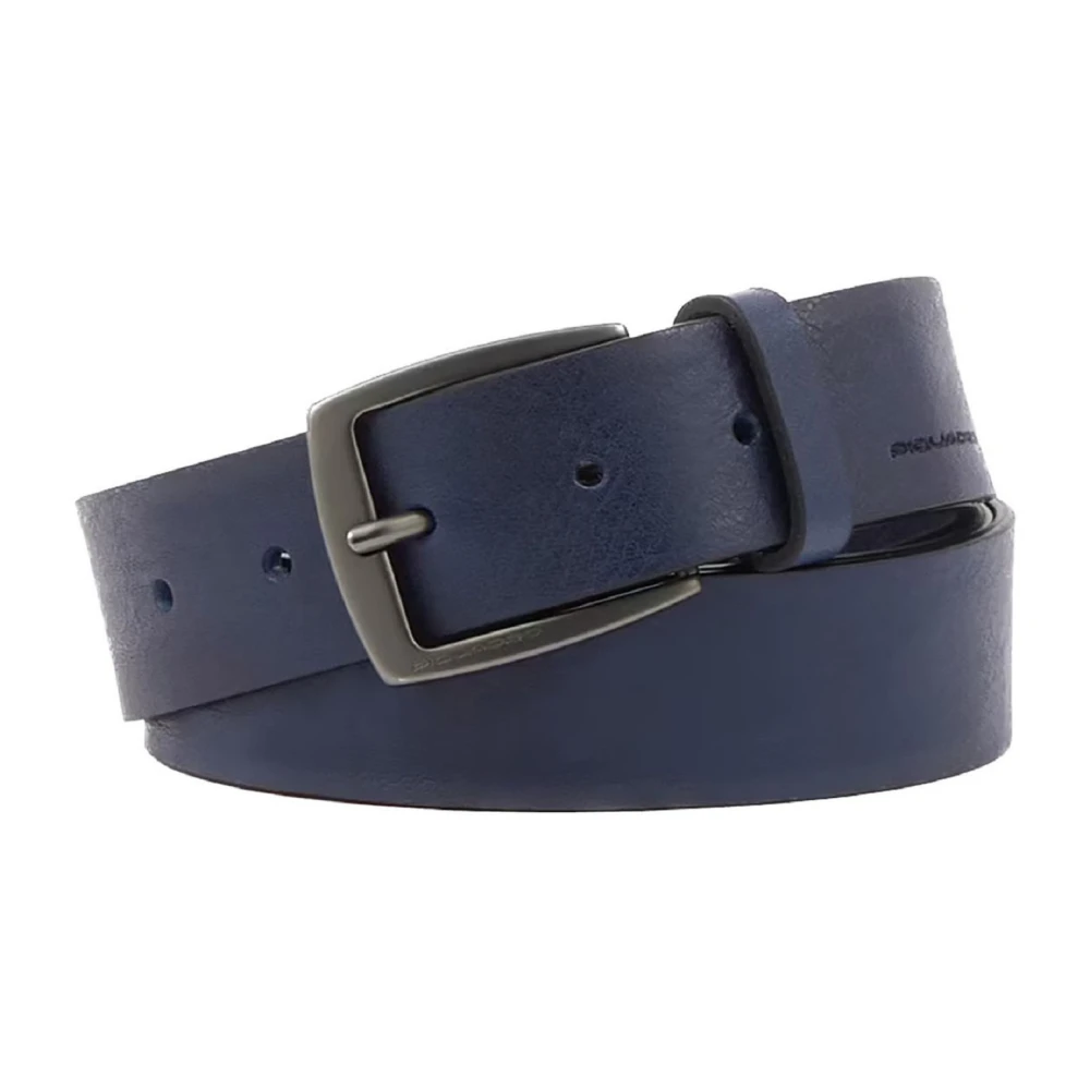 Piquadro Blauwe Leren Riem Gesp Blue Heren