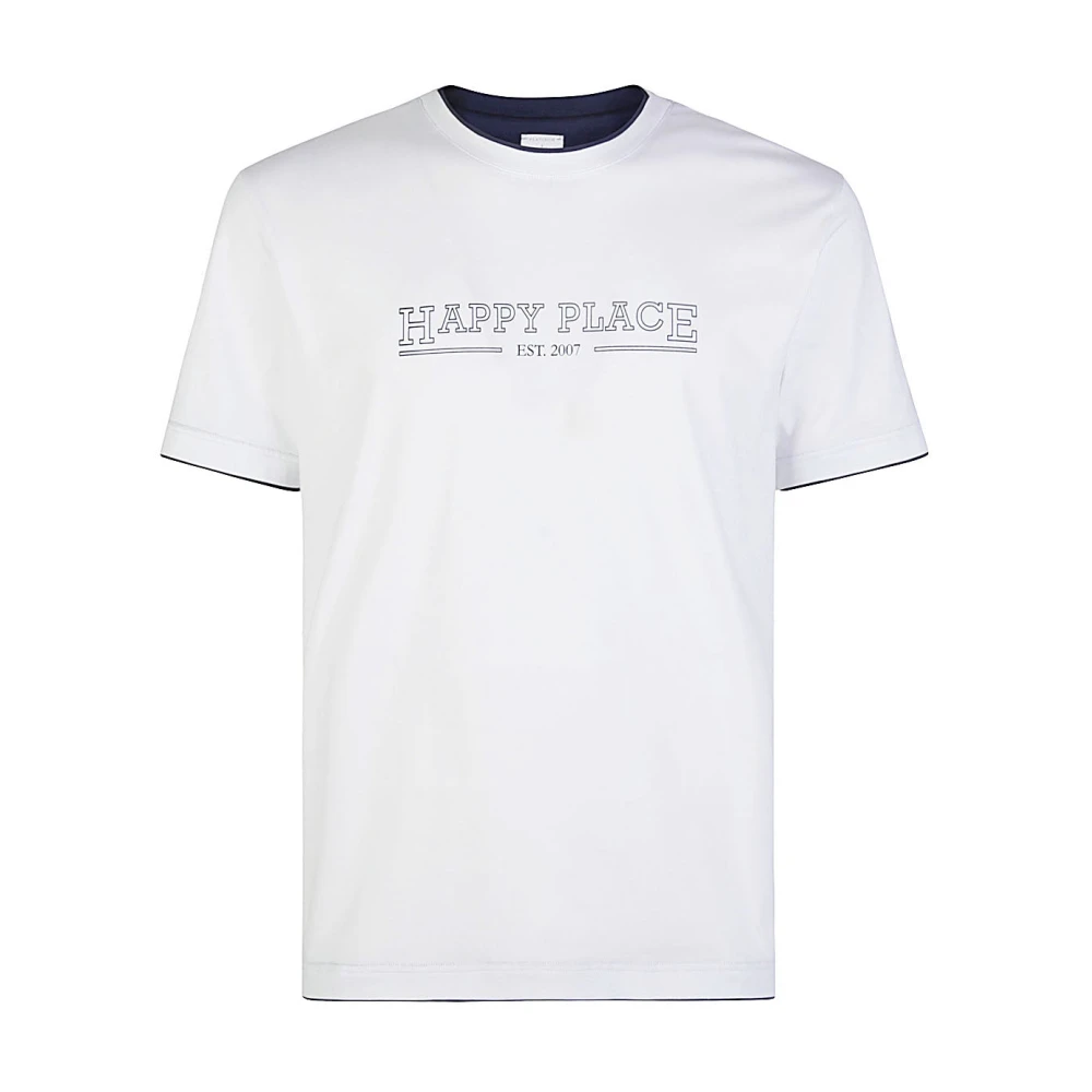 Eleventy Gedrukt Katoenen Ronde hals T-shirt White Heren