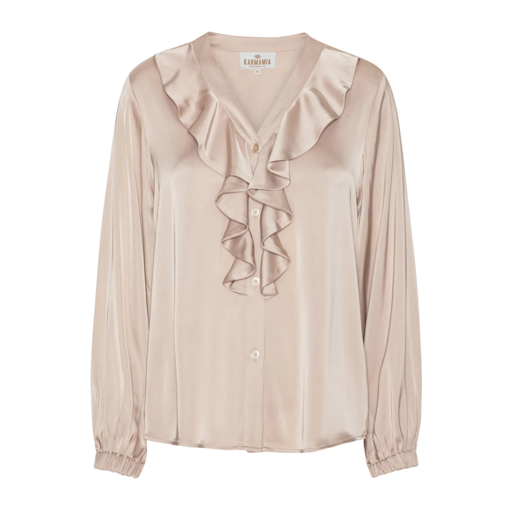 Karmamia Beige Blouses, Female, M, Elegant Sophia Blouse With Ruffles