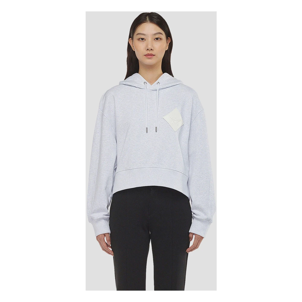 MCM Essential Logo Patch Cropped Hoodie Gray Dames