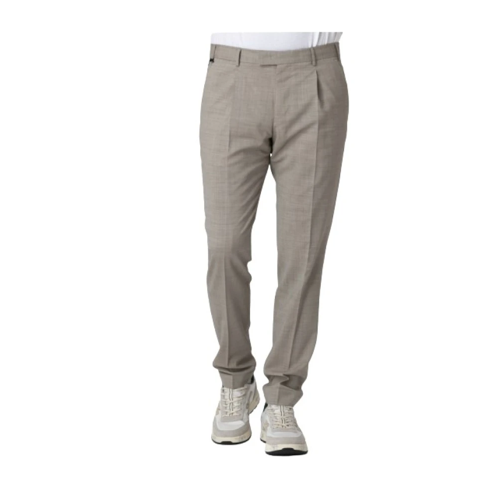 Pt Torino Homme Gris Pantalons, Taille: 2XS Pantalon Taupe À Pinces Master Fit