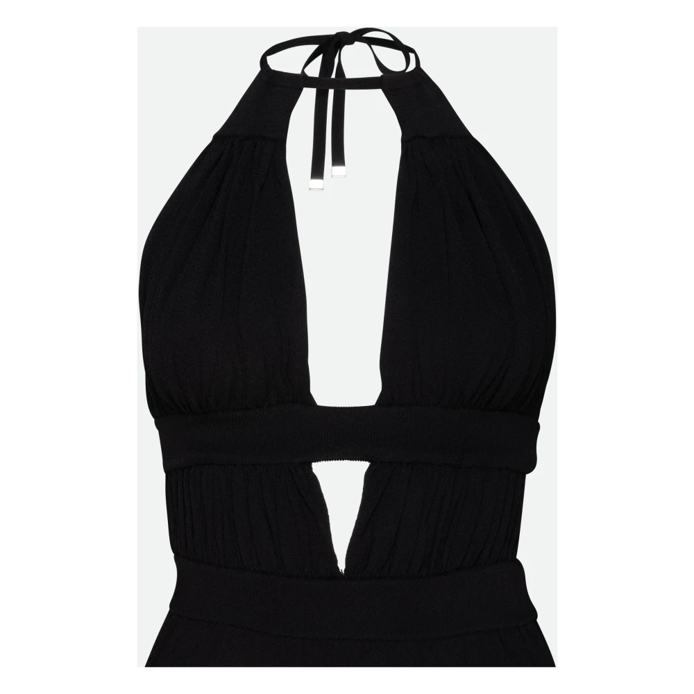 Circus Hotel Zwarte jurk met V-hals en slim fit Black Dames