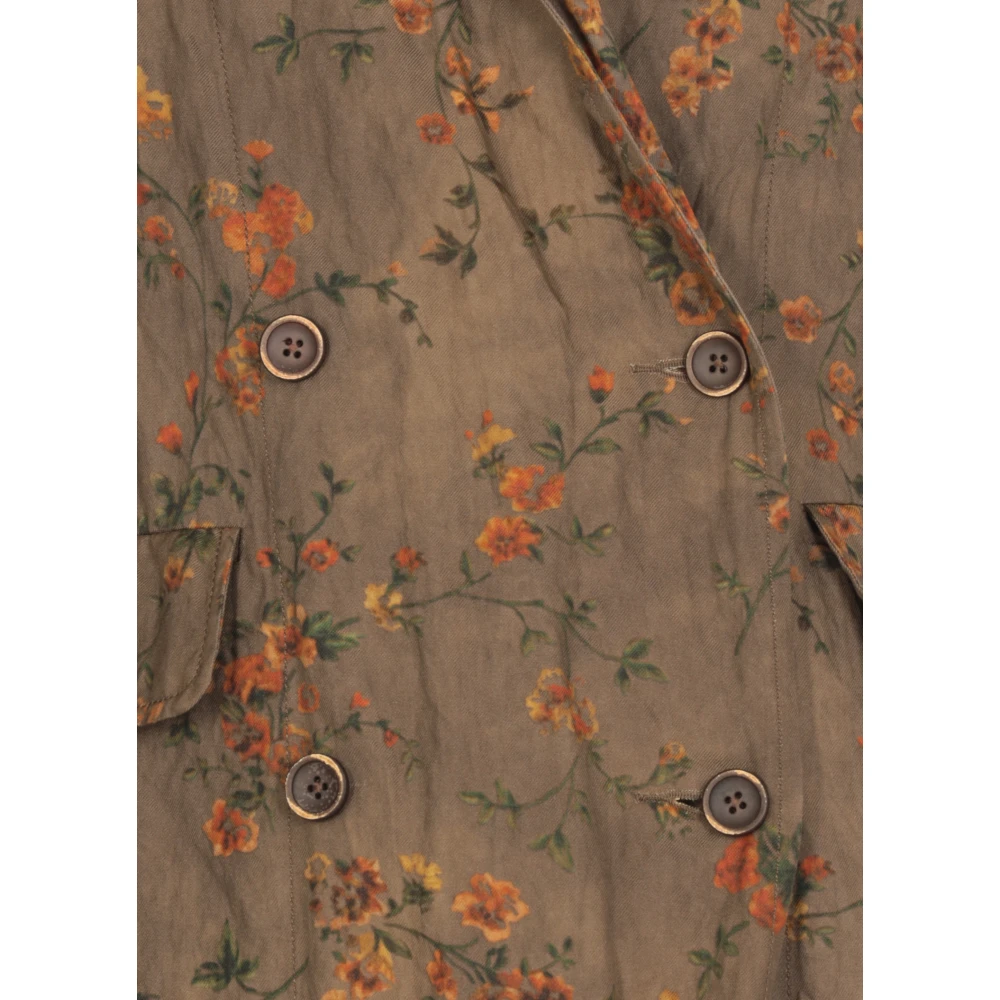 UMA Wang Groene Bloemen Double-Breasted Jas Green Dames