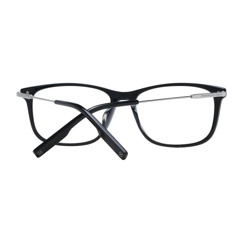 Ermenegildo Zegna Zwarte Plastic Rechthoekige Optische Monturen Black Heren