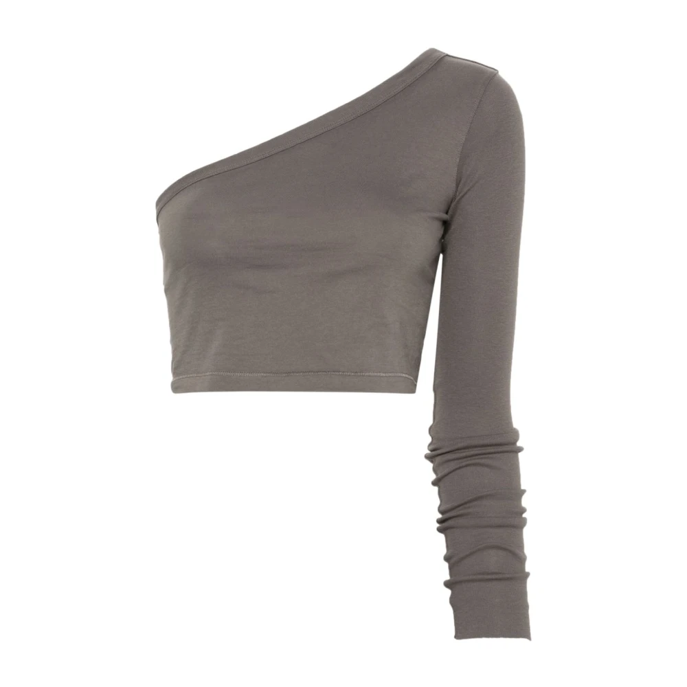 Rick Owens Grijze Off-Shoulder Shirt Gray Dames