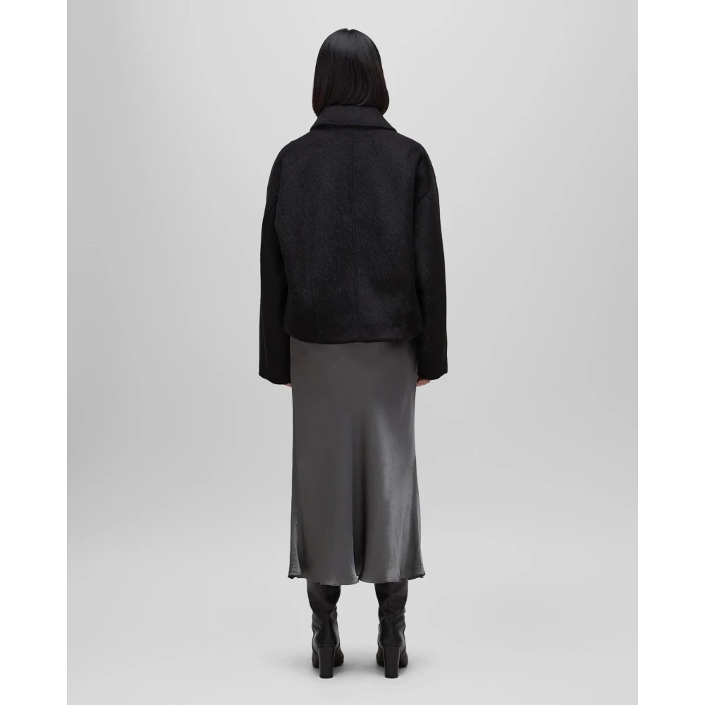 Aspesi Faux Fur Jersey Jas Black Dames