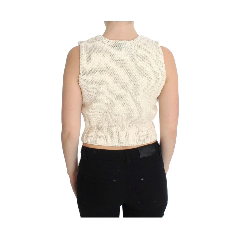 Pink Memories Beige Gebreid Vest Trui Beige Dames