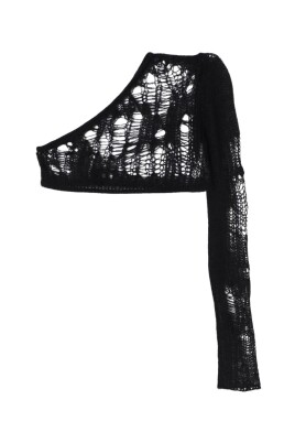black-one-shoulder-knit-top