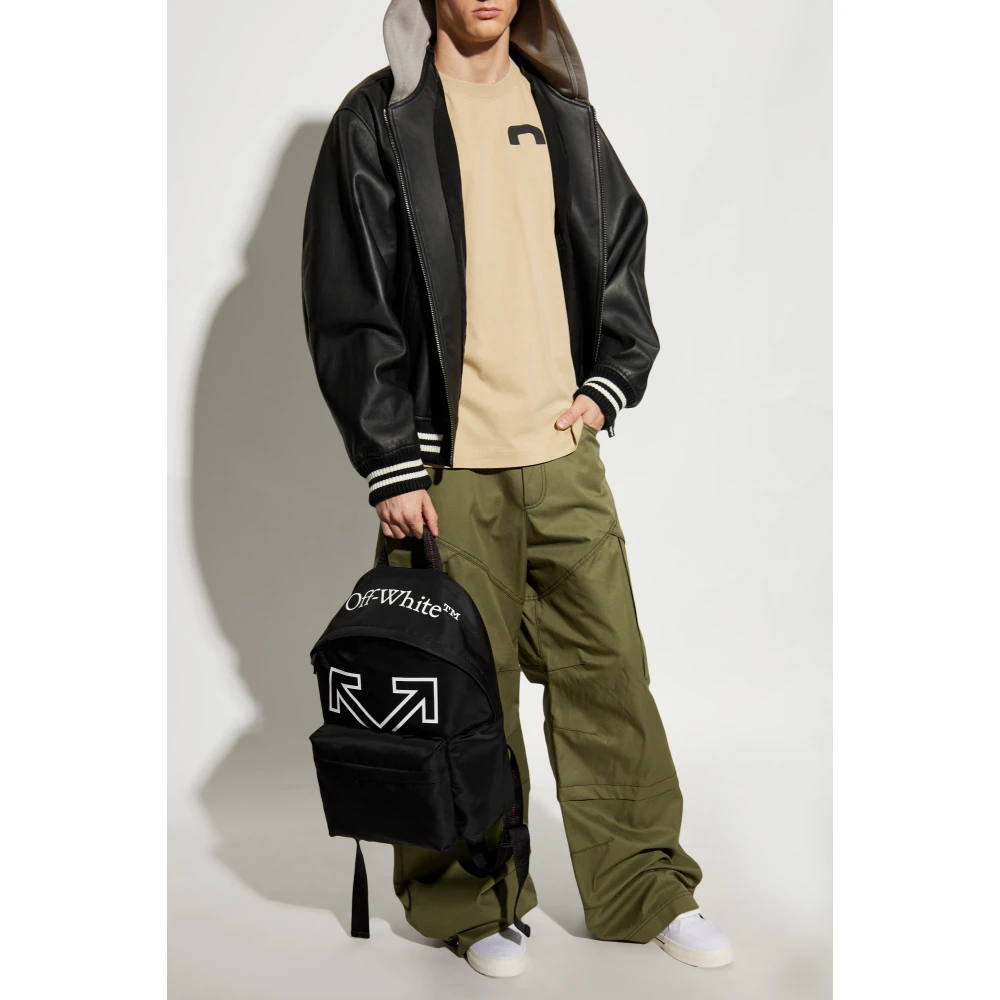 Off White Bedrukt T-shirt Beige Heren