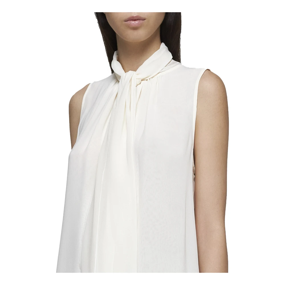 Max Mara Vanilla Zijden Georgette Strik Blouse Beige Dames