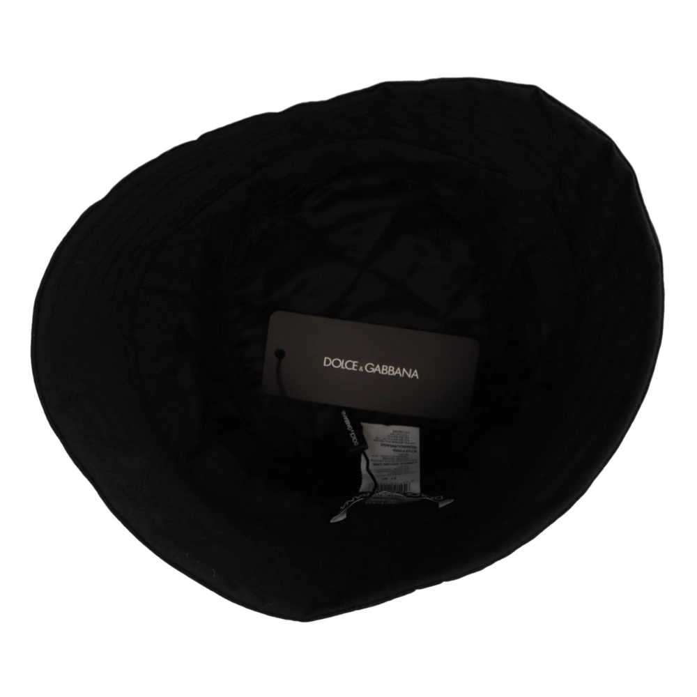 Dolce & Gabbana Prachtige Zwarte Nylon Bucket Cap Hoed Black Dames