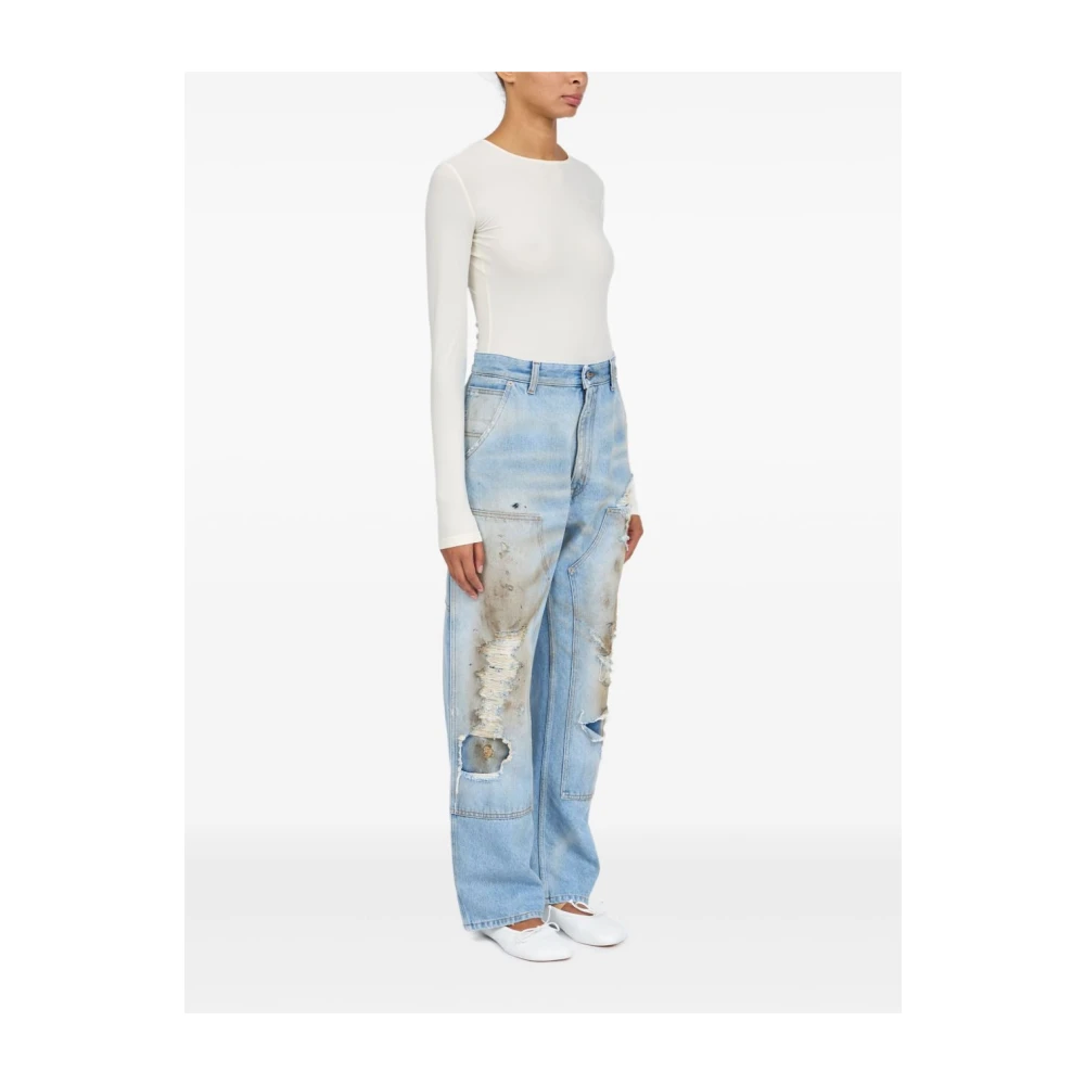 MM6 Maison Margiela Heldere Blauwe Ripped Jeans Blue Dames