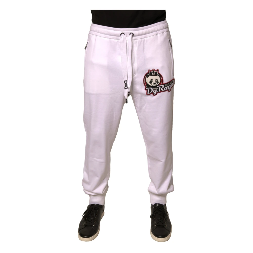Dolce & Gabbana Panda Patch Katoenen Joggingbroek White Heren