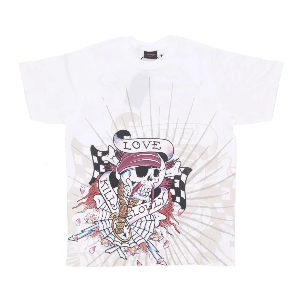 Ed Hardy Skull Love Grafisch T-shirt Wit White Heren