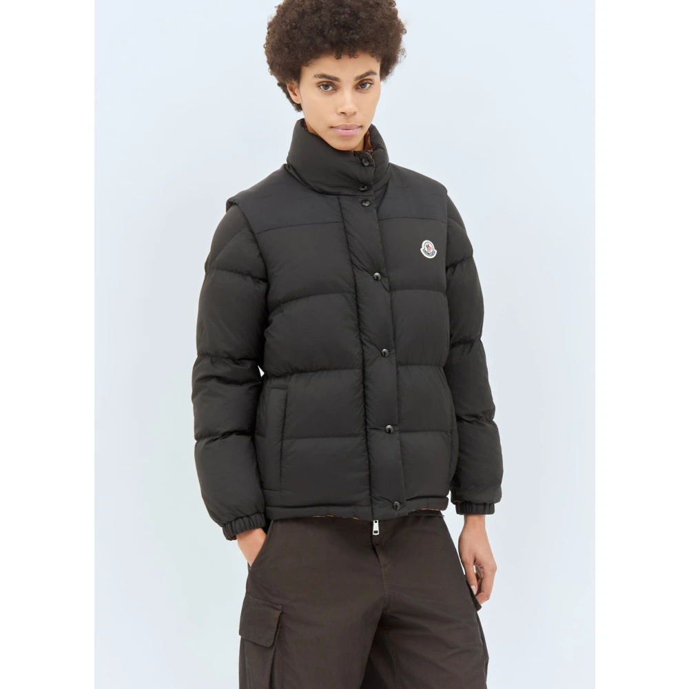 Moncler Gewatteerd donsjack met afneembare mouwen Black Dames
