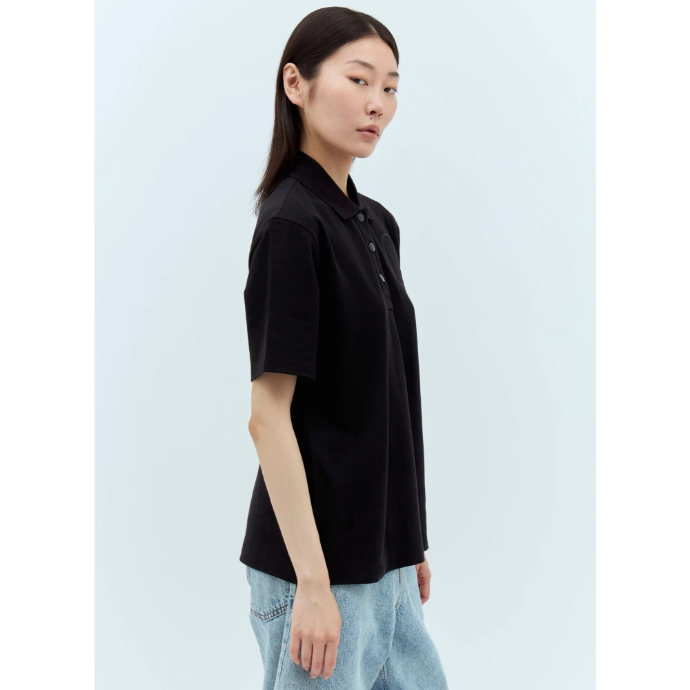 Moncler Logo Patch Polo Shirt Black Dames