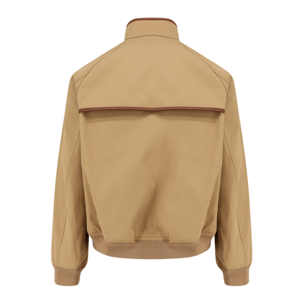 Valentino Katoenen jas met leren details Beige Heren