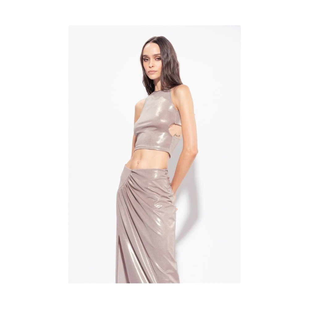 pinko Midi Pareo Gedrapeerd Jersey Rok Beige Dames